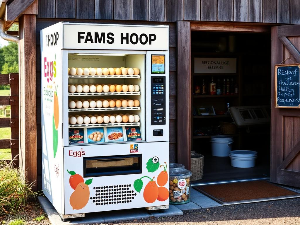 Hofladenautomat mit regionalen Produkten am Hof