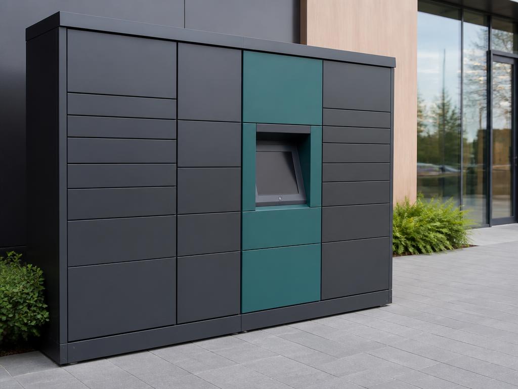 Gereinigter Paketautomat mit sauberem Bedienterminal